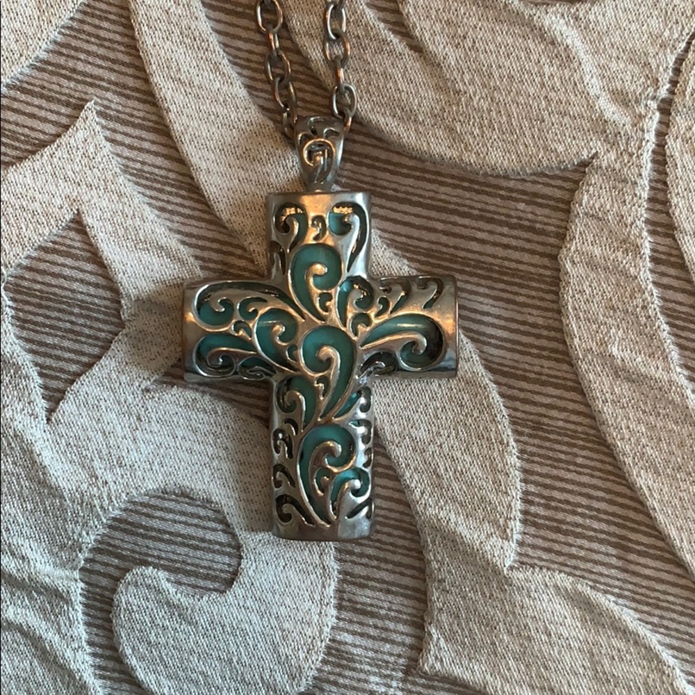 Turquoise cross necklace